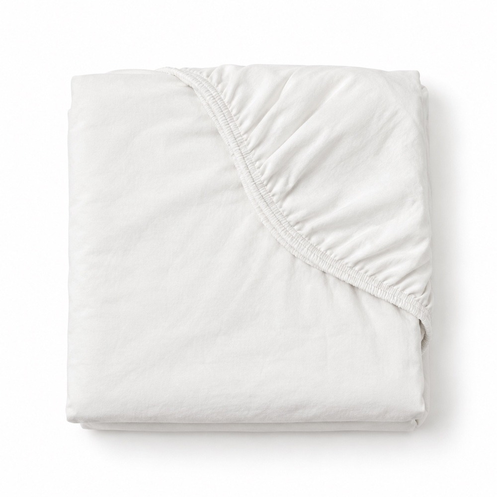 The Company Store Percale Fitted Sheet King Size White Cotton Bedding